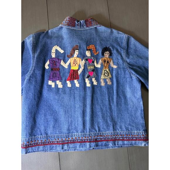 Chicos Design vintage Beaded 90’s Denim Jacket (size 1 Chicos/Medium womens) - Picture 2 of 10